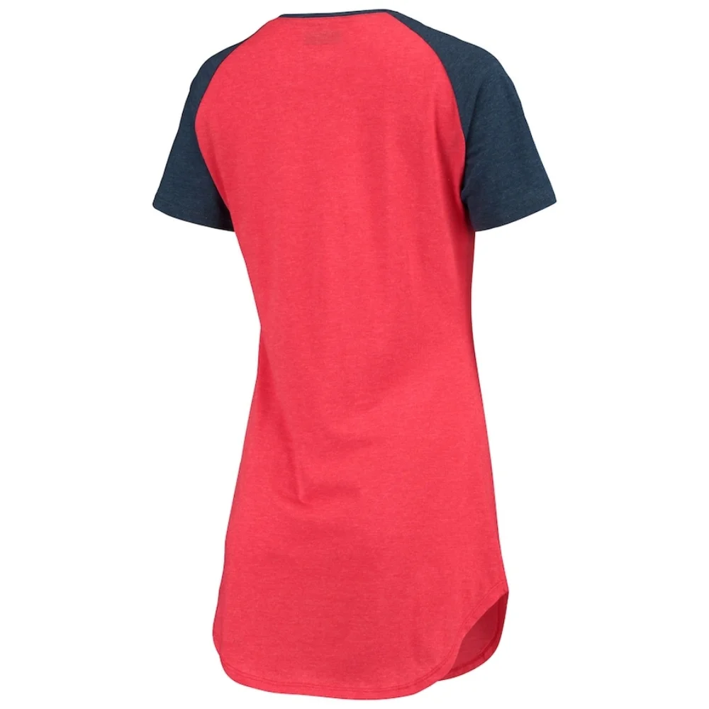 NFL Houston Texans Raglan V-Neck Knit Nightshirt - Red‎ and Blue - Size Large